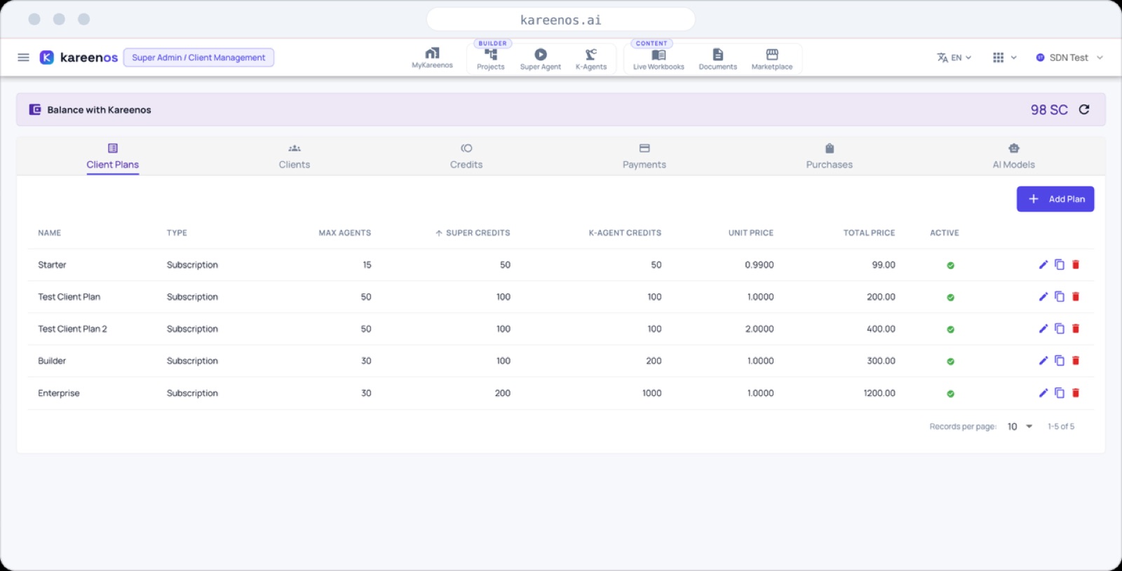 Billing screenshot