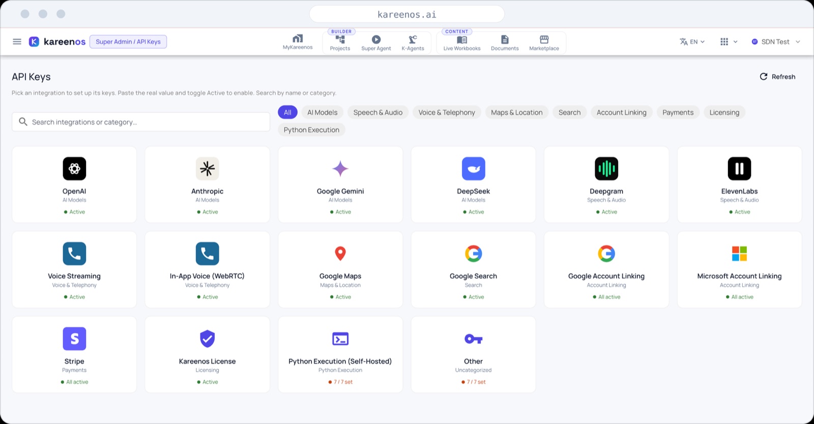 API Keys console screenshot