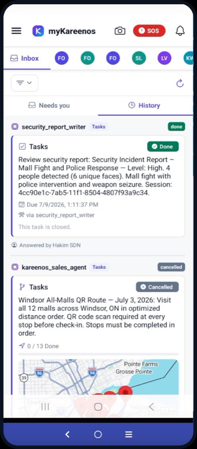 myKareenos mobile app: task inbox