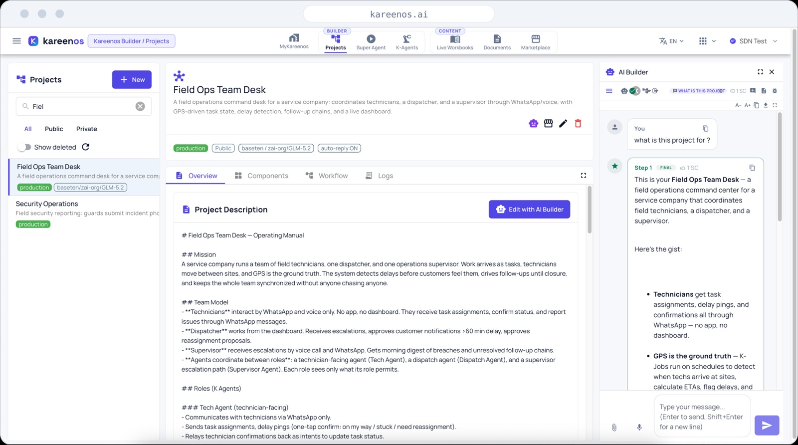 Projects screenshot